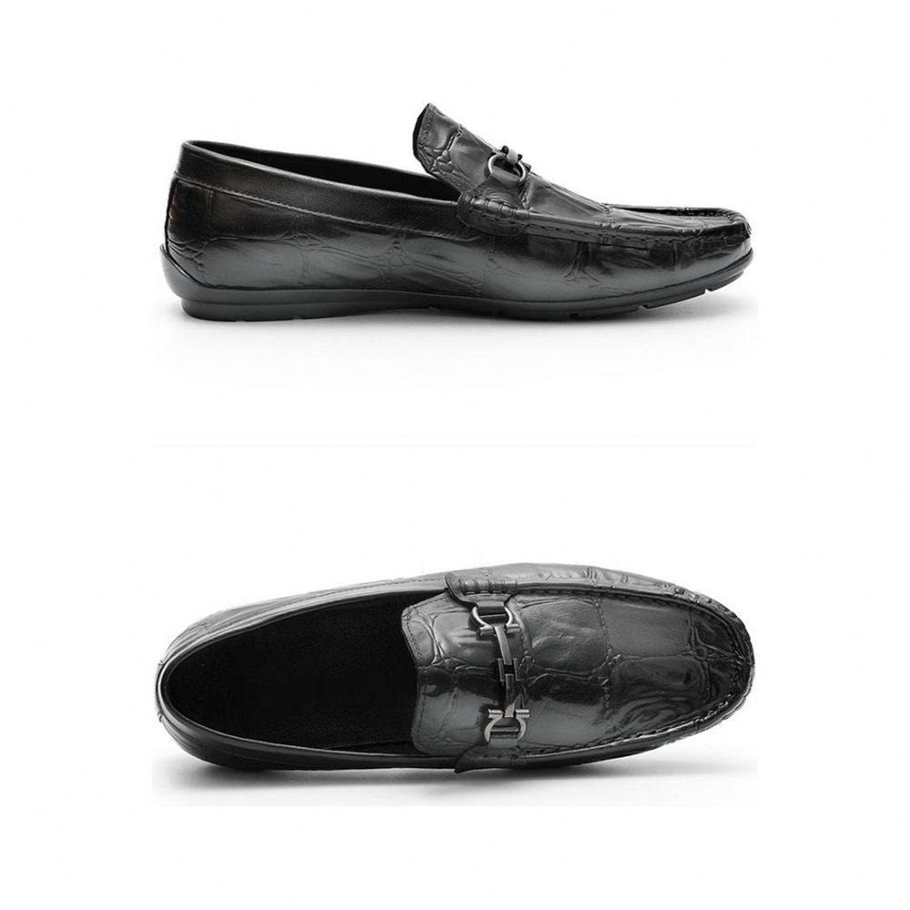 Mocassins Pour Hommes Derby Chics À Enfiler Cuir Croctex - Noir