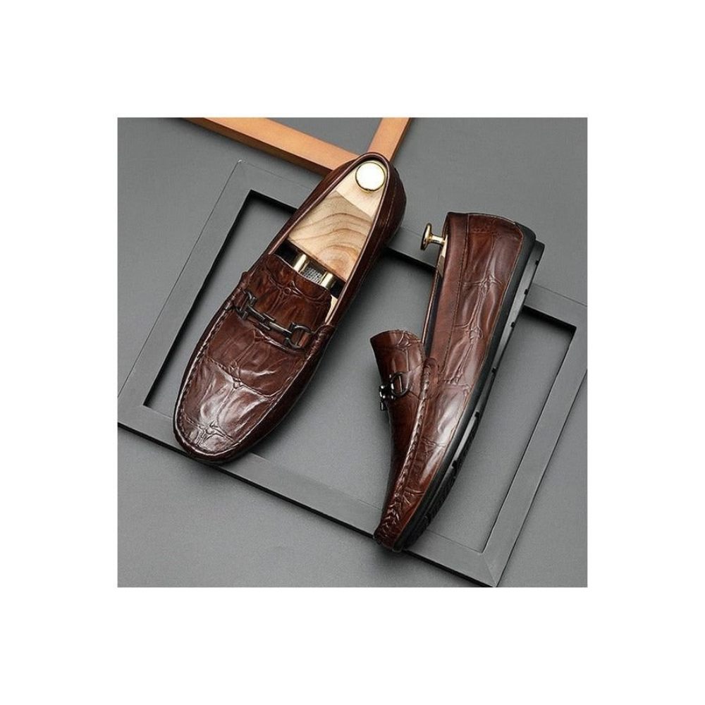 Mocassins Pour Hommes Derby Chics À Enfiler Cuir Croctex - Café