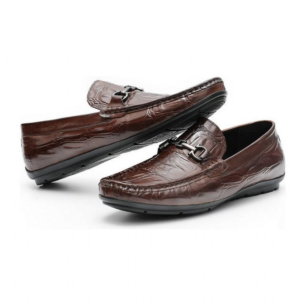 Mocassins Pour Hommes Derby Chics À Enfiler Cuir Croctex - Café