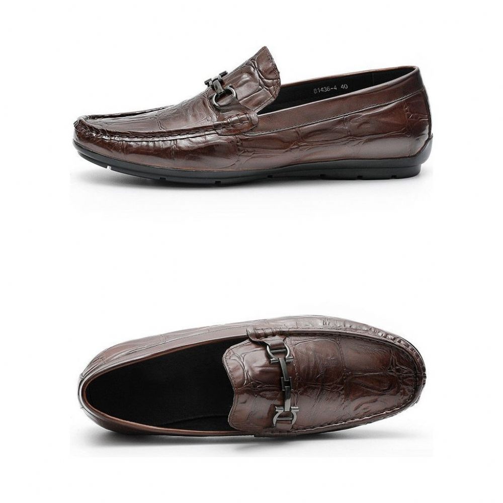 Mocassins Pour Hommes Derby Chics À Enfiler Cuir Croctex - Café