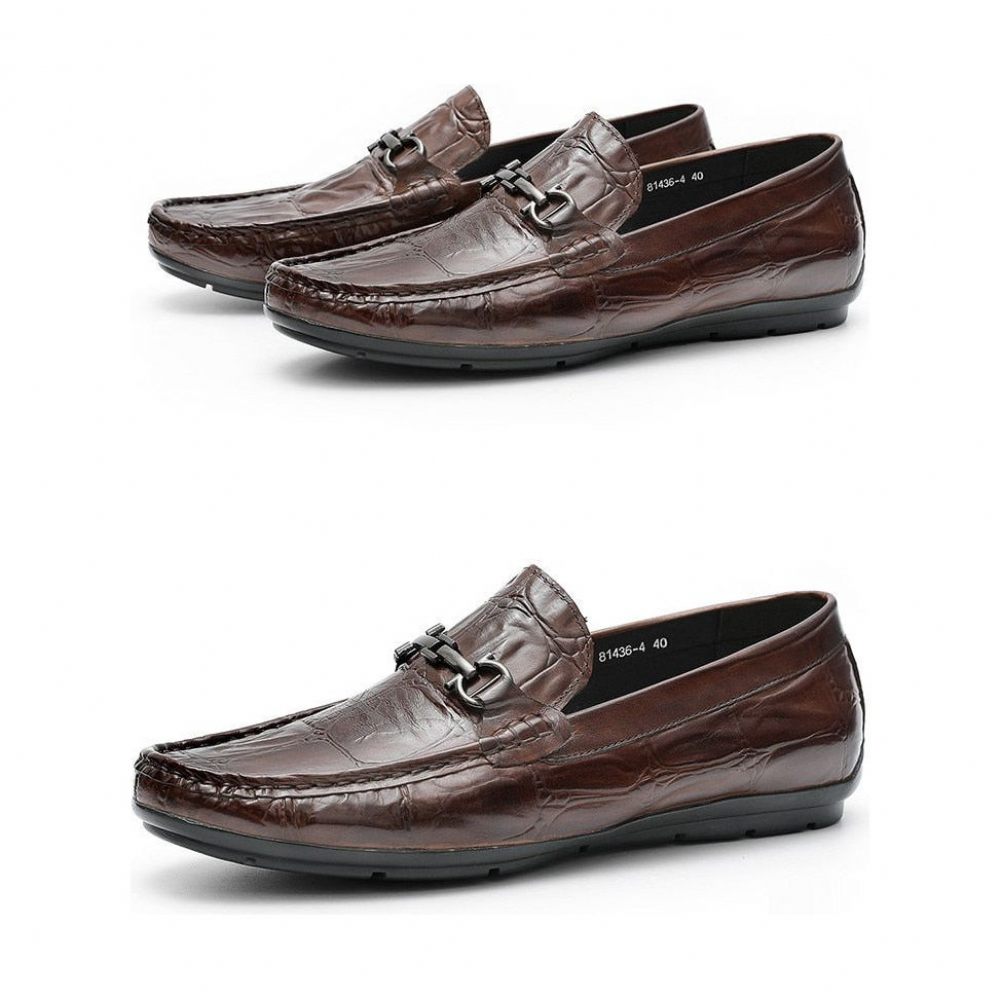 Mocassins Pour Hommes Derby Chics À Enfiler Cuir Croctex - Café