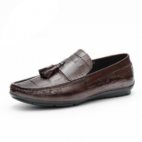 Mocassins Pour Hommes Derby Cuir Texture Alligator Élégante