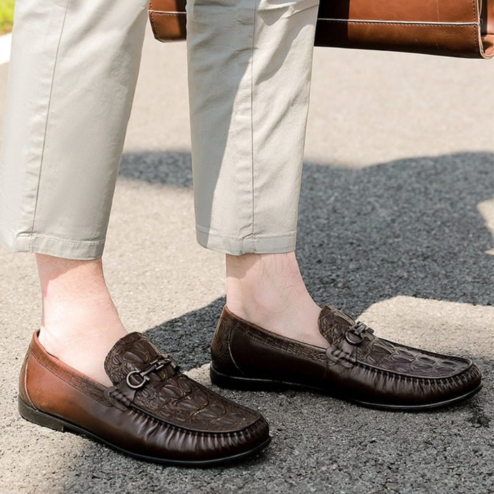 Mocassins Pour Hommes Élégants Cuir À Enfiler - Café