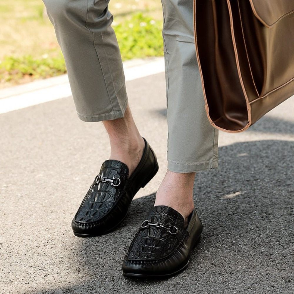 Mocassins Pour Hommes Élégants Cuir À Enfiler - Noir