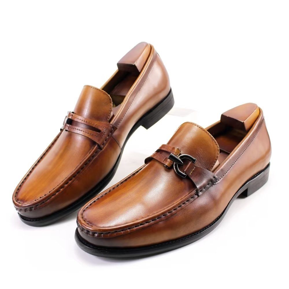 Mocassins Pour Hommes Élégants Cuir À Enfiler Chaussures Richelieu - Brun