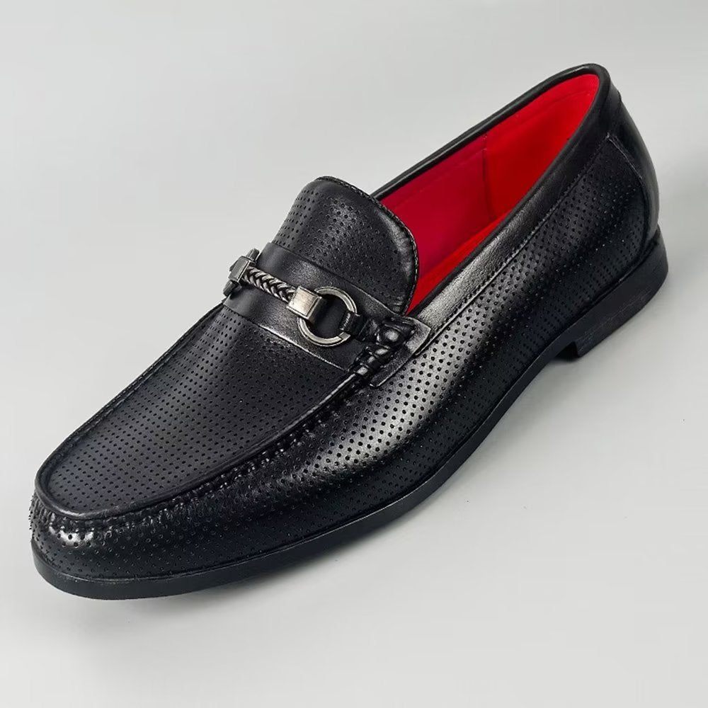 Mocassins Pour Hommes Élégants À Enfiler Cuir Véritable - Noir