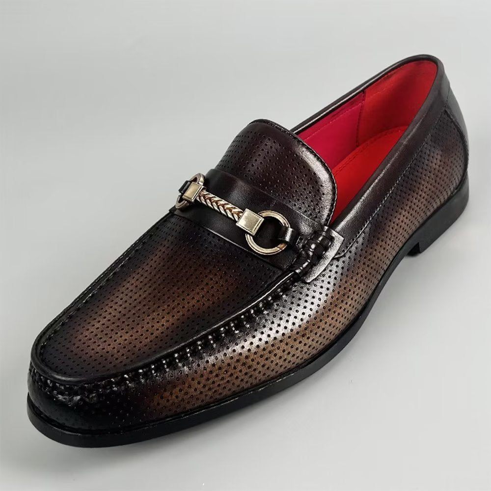 Mocassins Pour Hommes Élégants À Enfiler Cuir Véritable - Café