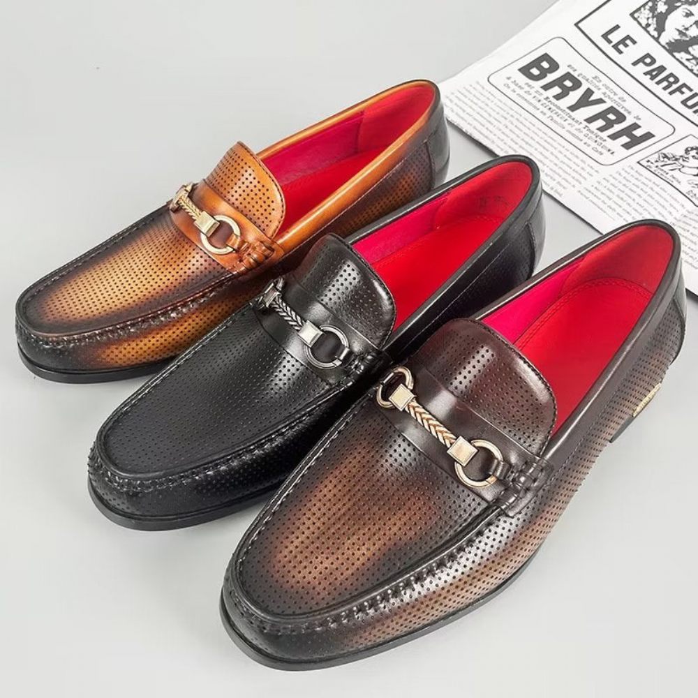 Mocassins Pour Hommes Élégants À Enfiler Cuir Véritable - Marron