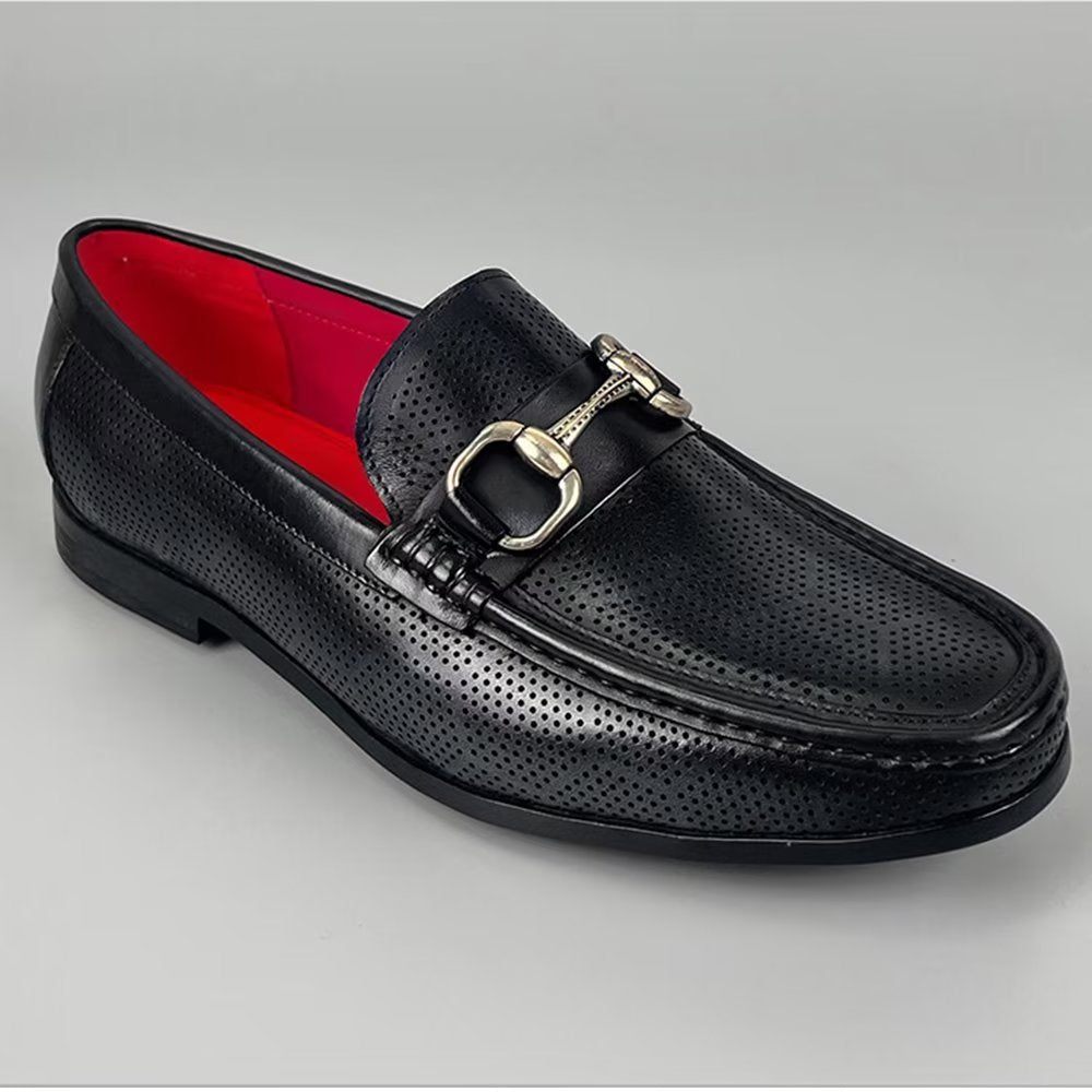 Mocassins Pour Hommes Élégants À Enfiler Cuir Véritable - Noir