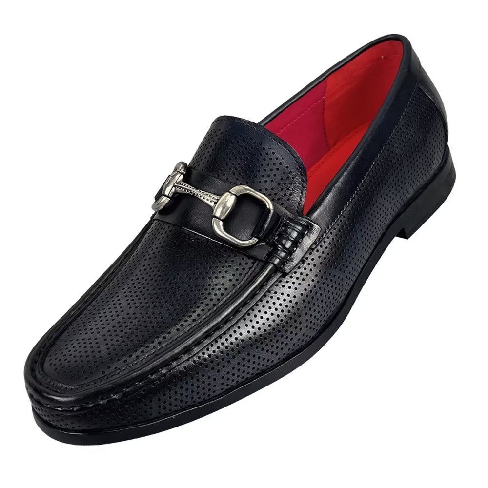 Mocassins Pour Hommes Élégants À Enfiler Cuir Véritable - Noir