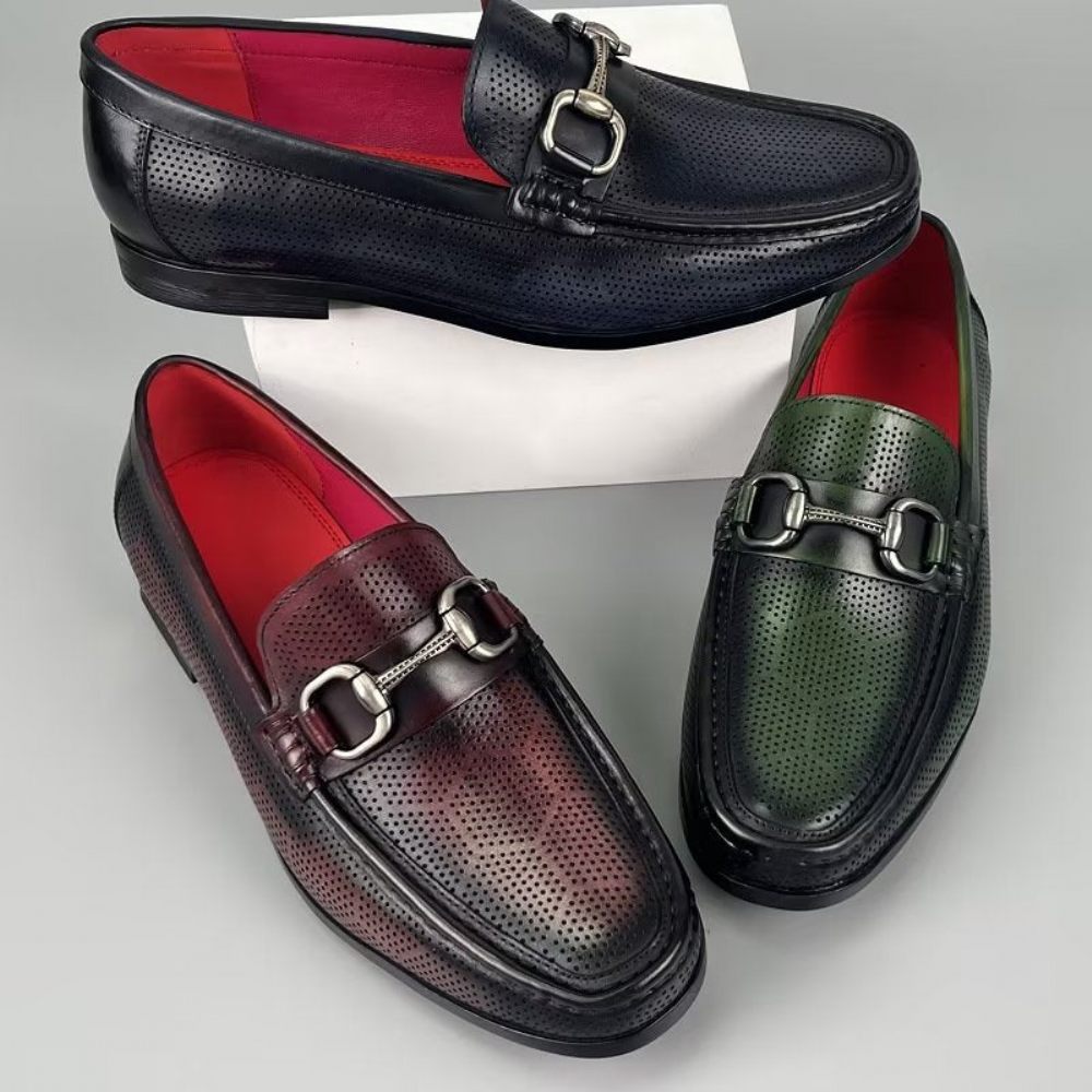 Mocassins Pour Hommes Élégants À Enfiler Cuir Véritable - Café