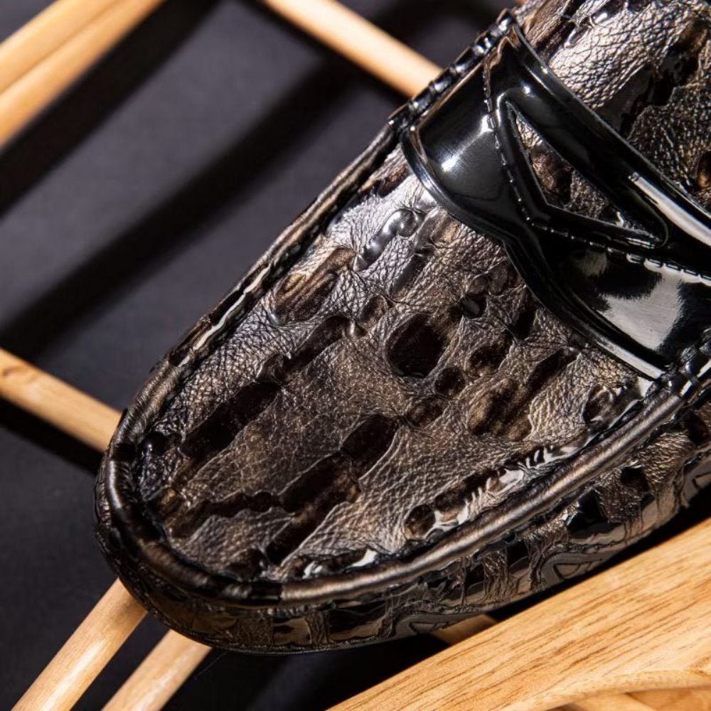 Mocassins Pour Hommes Élégants À Motif Croco - Café