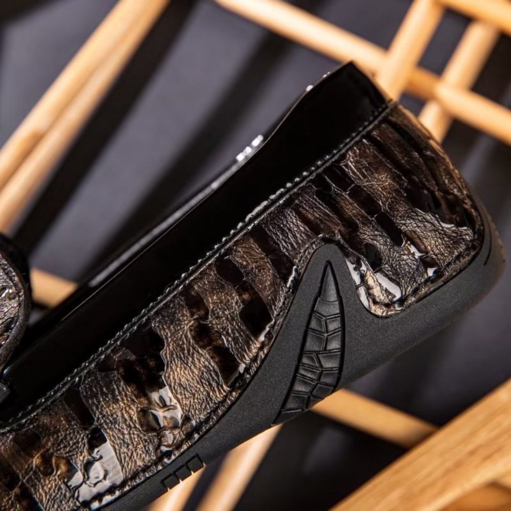 Mocassins Pour Hommes Élégants À Motif Croco - Café