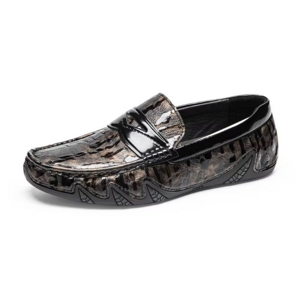 Mocassins Pour Hommes Élégants À Motif Croco - Café