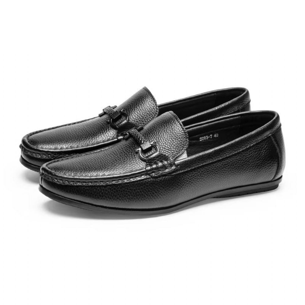 Mocassins Pour Hommes À Enfiler Bout Métal Exotique - Noir