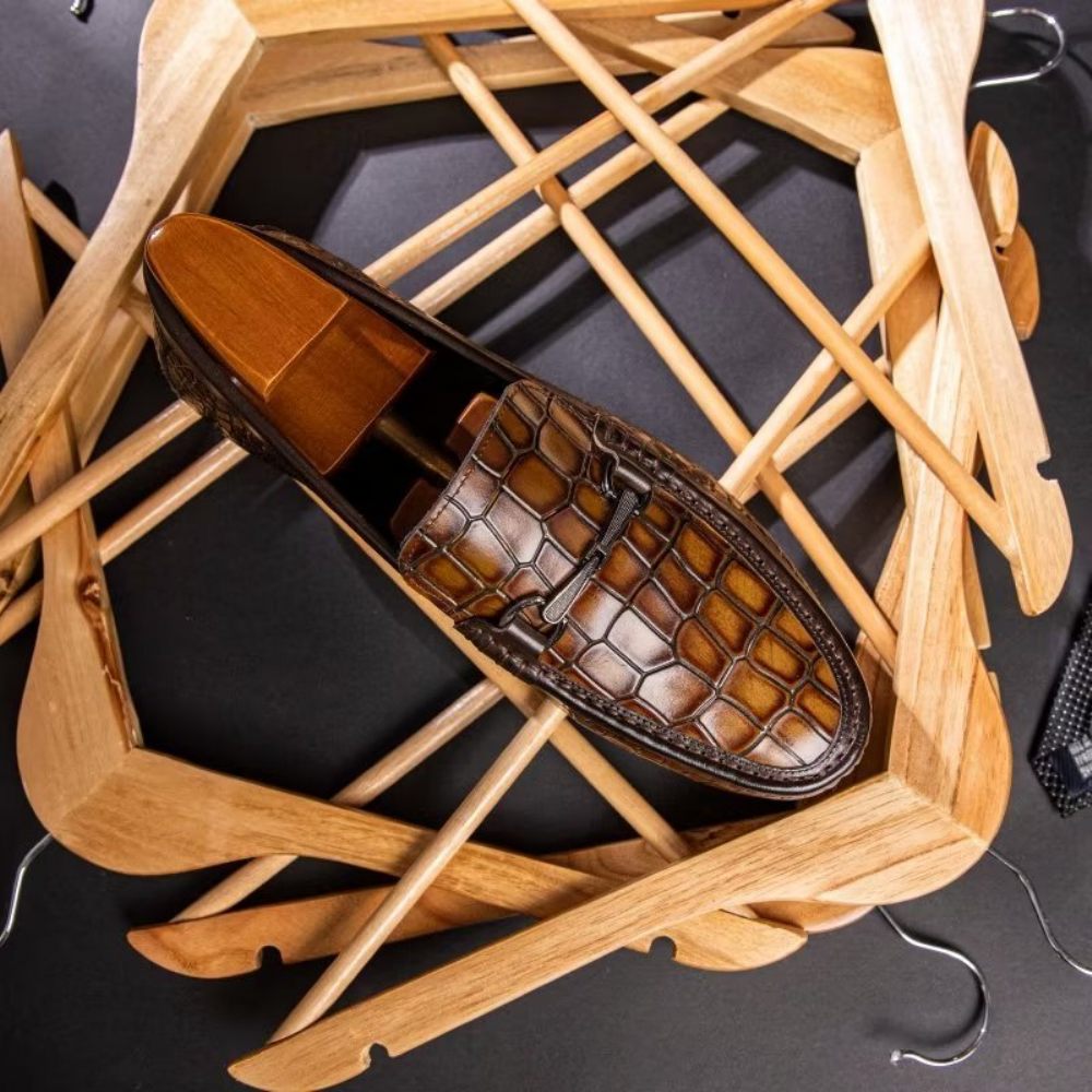 Mocassins Pour Hommes À Enfiler Bout Métallique Modish - Marron