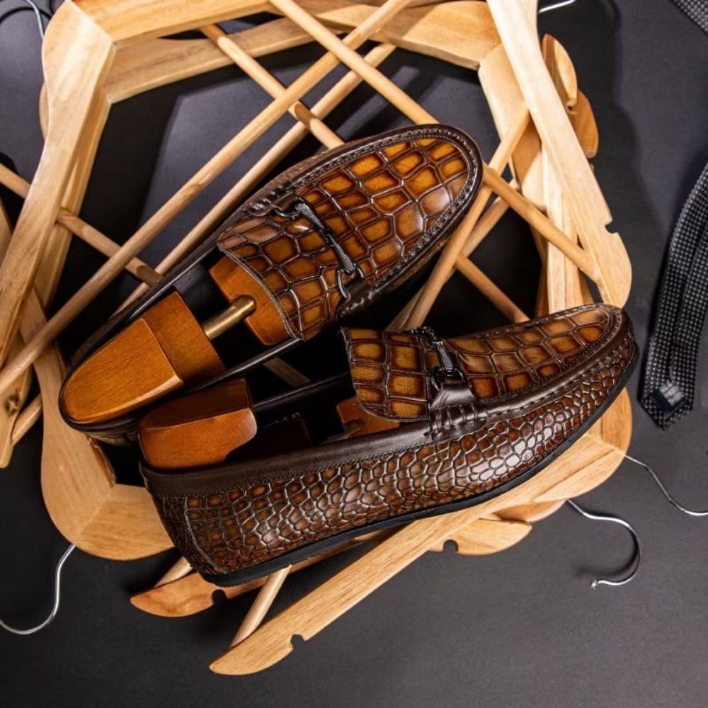 Mocassins Pour Hommes À Enfiler Bout Métallique Modish - Marron