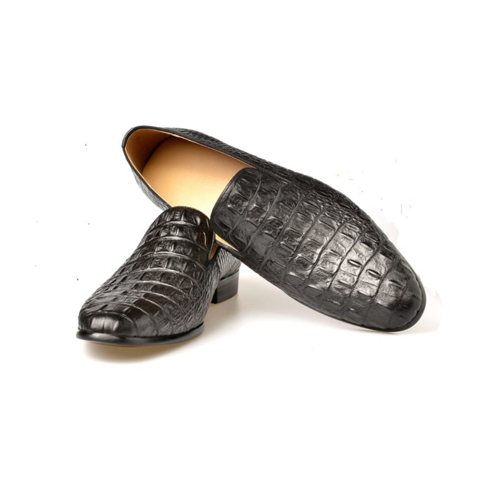 Mocassins Pour Hommes À Enfiler Bout Pointu Croctex Luxe - Noir