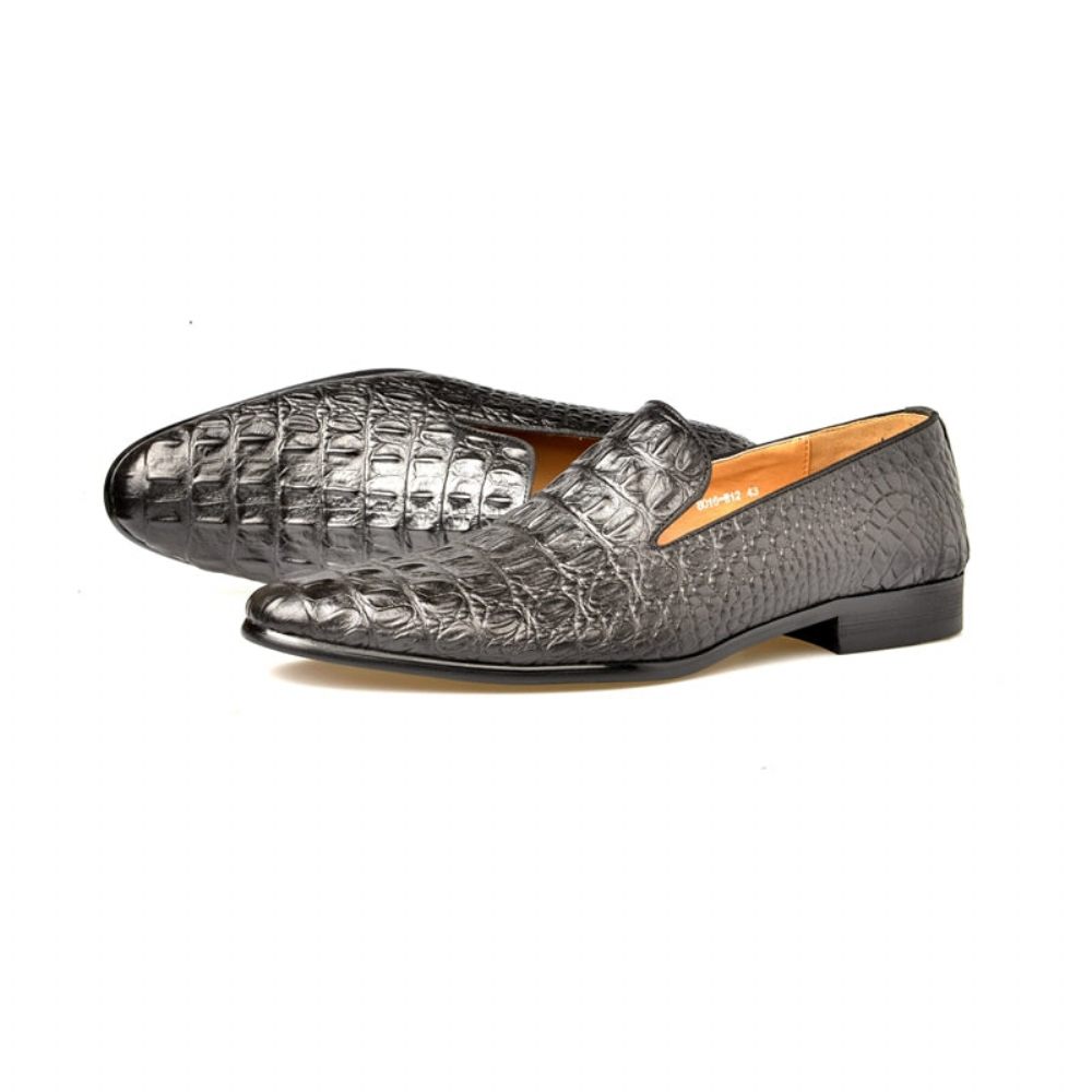 Mocassins Pour Hommes À Enfiler Bout Pointu Croctex Luxe - Noir