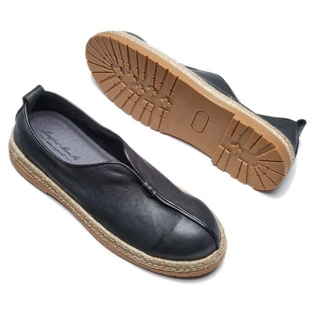 Mocassins Pour Hommes À Enfiler Chics Cuir Vache - Noir