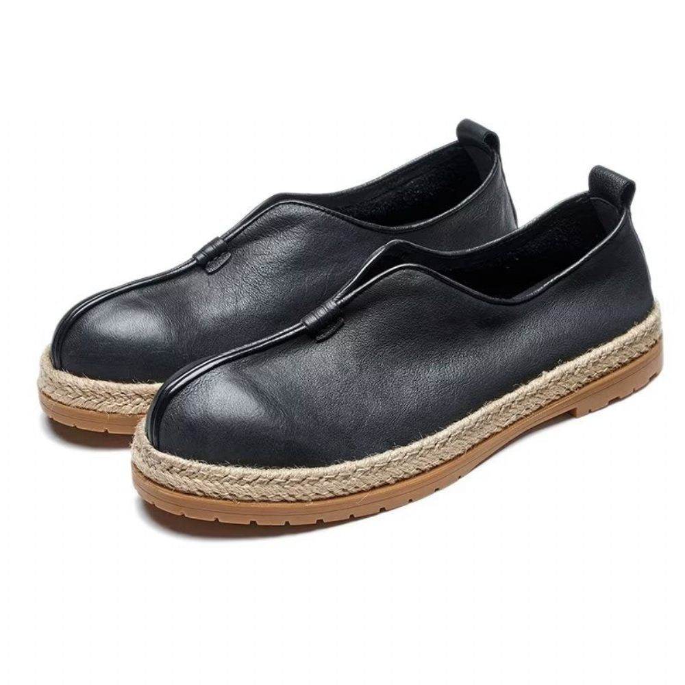 Mocassins Pour Hommes À Enfiler Chics Cuir Vache - Noir