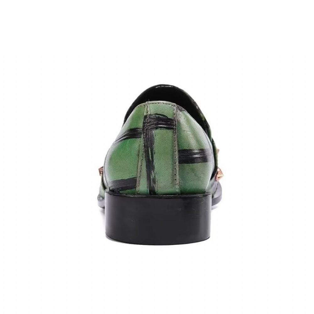 Mocassins Pour Hommes À Enfiler Cuir - Vert