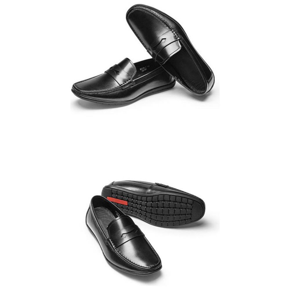 Mocassins Pour Hommes À Enfiler Cuir Bout Carré Exotique - Noir