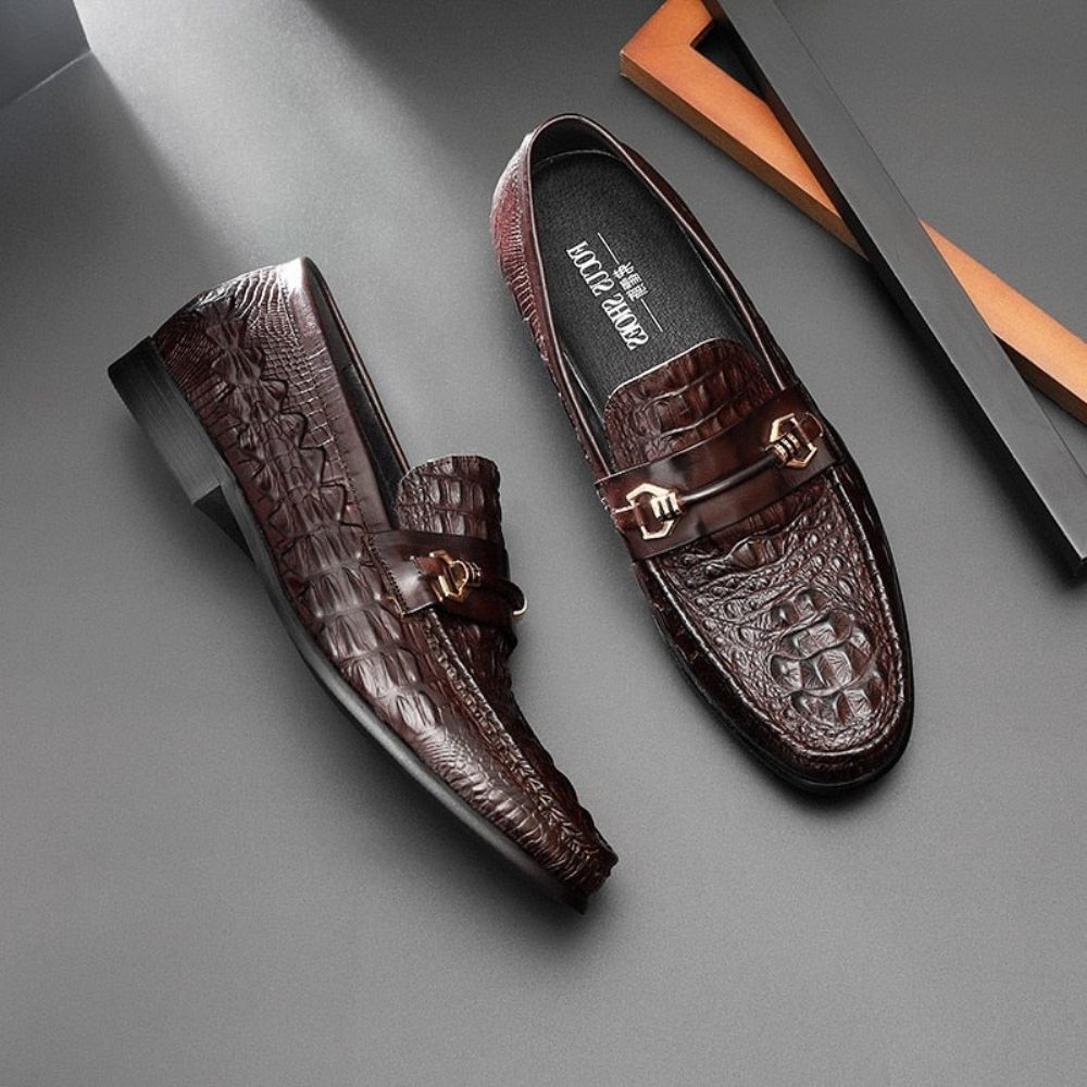 Mocassins Pour Hommes À Enfiler Cuir Crocbreeze Luxe - Café