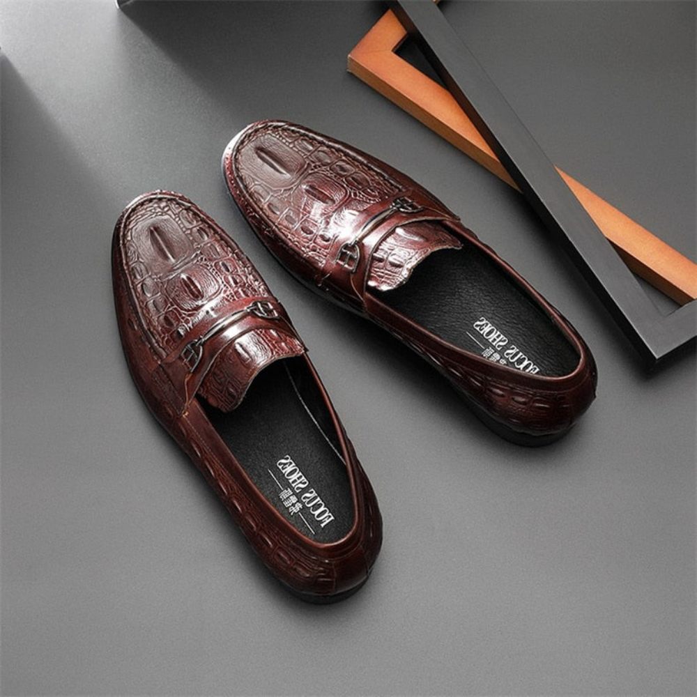 Mocassins Pour Hommes À Enfiler Cuir Crocbreeze Luxe - Café