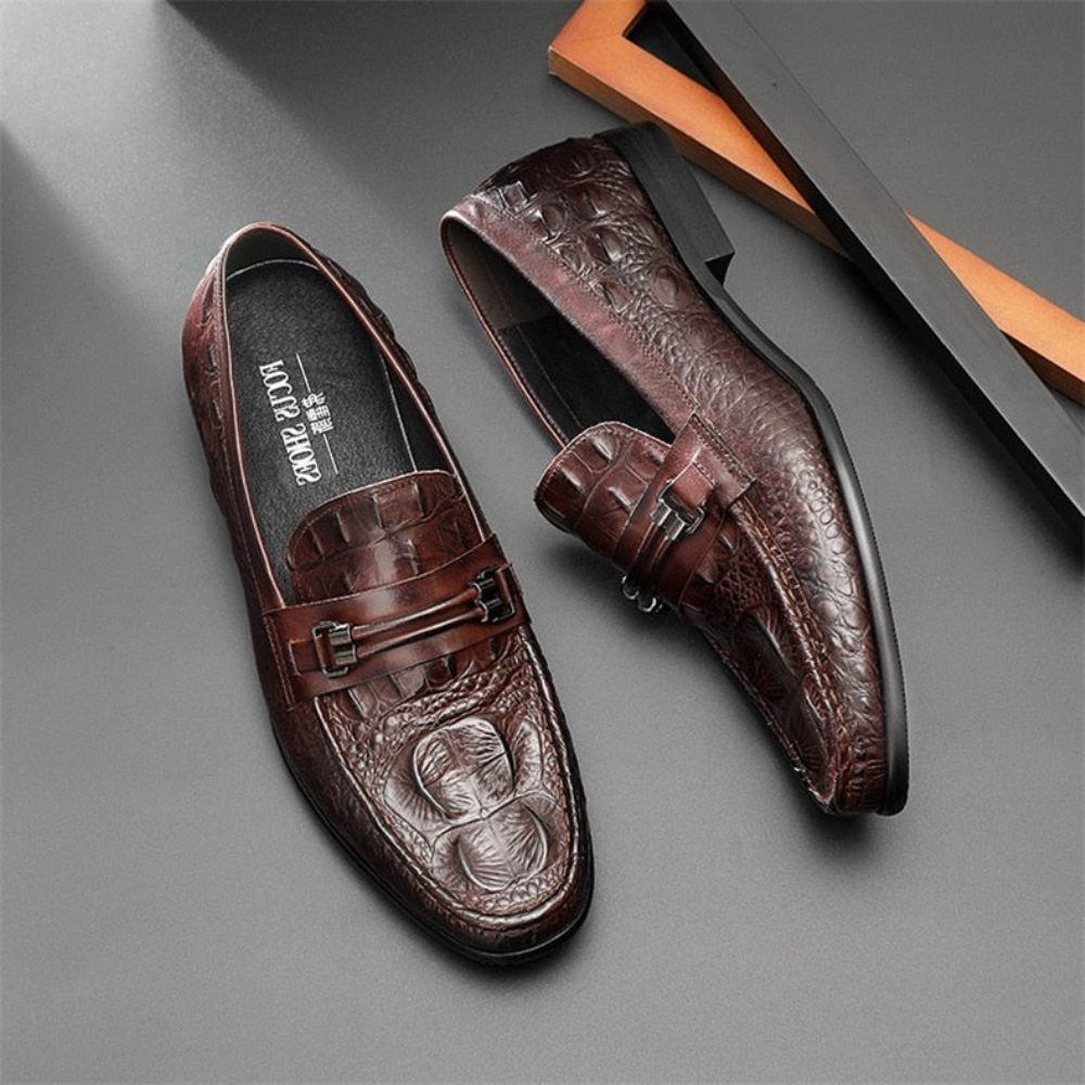 Mocassins Pour Hommes À Enfiler Cuir Crocbreeze Luxe - Café