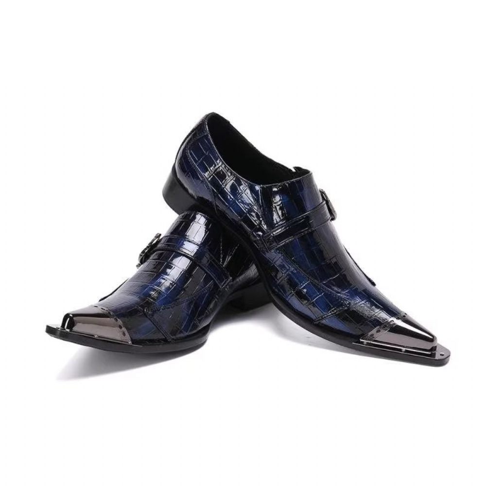 Mocassins Pour Hommes À Enfiler Cuir Croco Luxe - Bleu