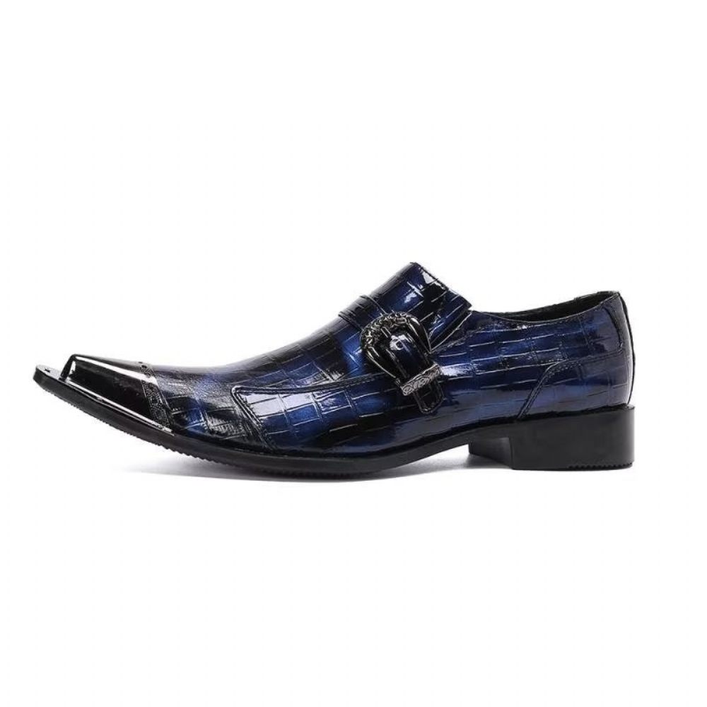 Mocassins Pour Hommes À Enfiler Cuir Croco Luxe - Bleu