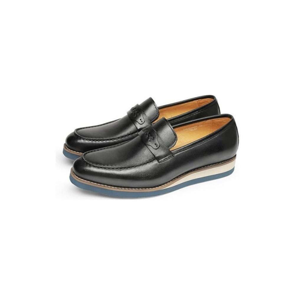 Mocassins Pour Hommes À Enfiler Cuir Distingué Mariage D'affaires Exotique - Noir