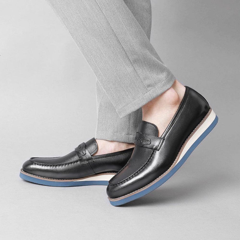 Mocassins Pour Hommes À Enfiler Cuir Distingué Mariage D'affaires Exotique - Noir