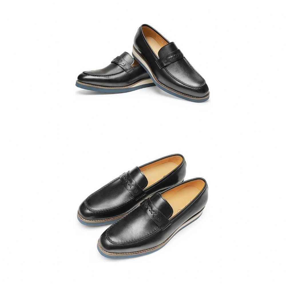 Mocassins Pour Hommes À Enfiler Cuir Distingué Mariage D'affaires Exotique - Noir