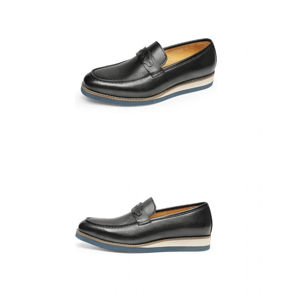 Mocassins Pour Hommes À Enfiler Cuir Distingué Mariage D'affaires Exotique - Noir