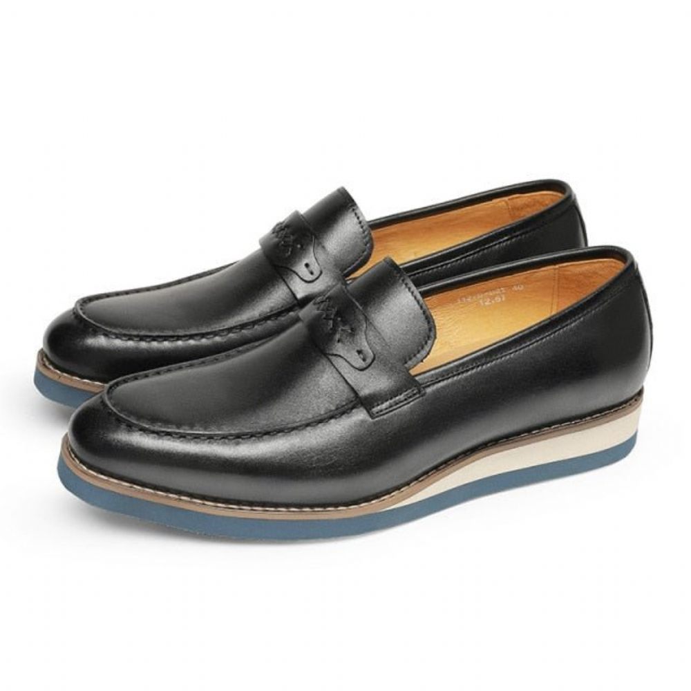 Mocassins Pour Hommes À Enfiler Cuir Distingué Mariage D'affaires Exotique - Noir