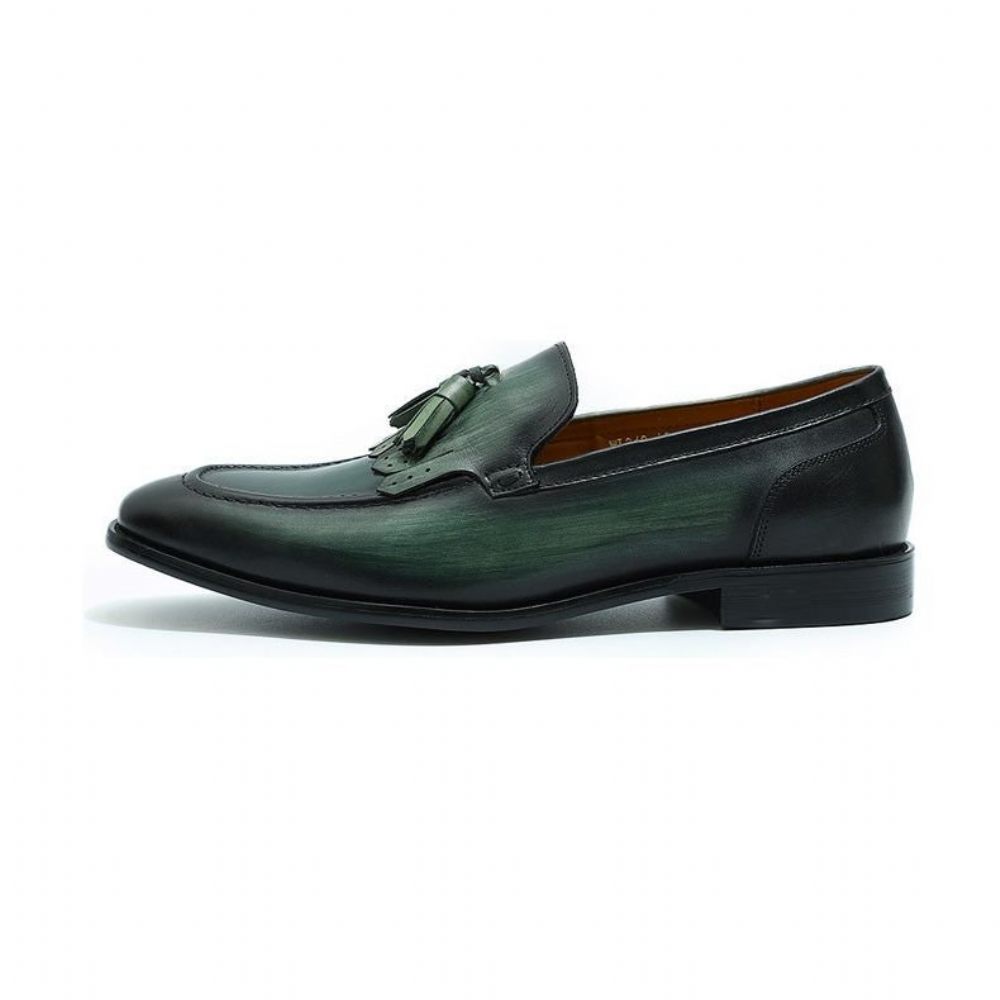 Mocassins Pour Hommes À Enfiler Cuir Respirant Élégance Exotique - Vert