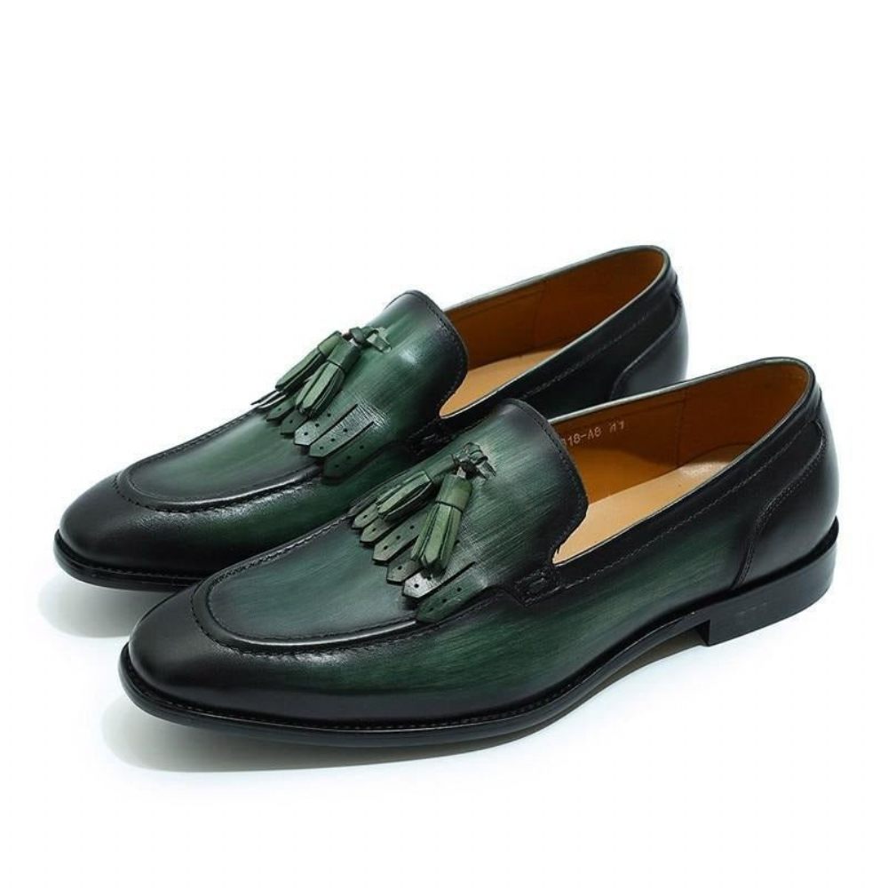 Mocassins Pour Hommes À Enfiler Cuir Respirant Élégance Exotique - Vert