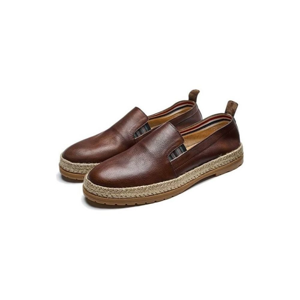 Mocassins Pour Hommes À Enfiler Cuir Vache - Café