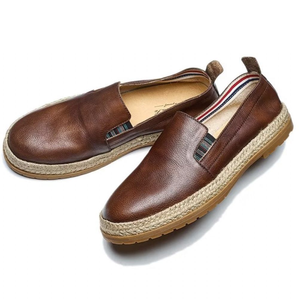 Mocassins Pour Hommes À Enfiler Cuir Vache - Café