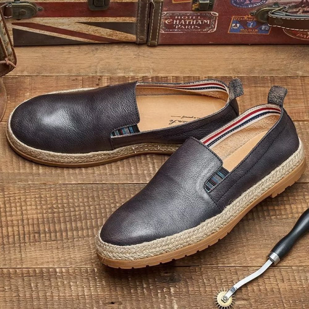 Mocassins Pour Hommes À Enfiler Cuir Vache - Noir