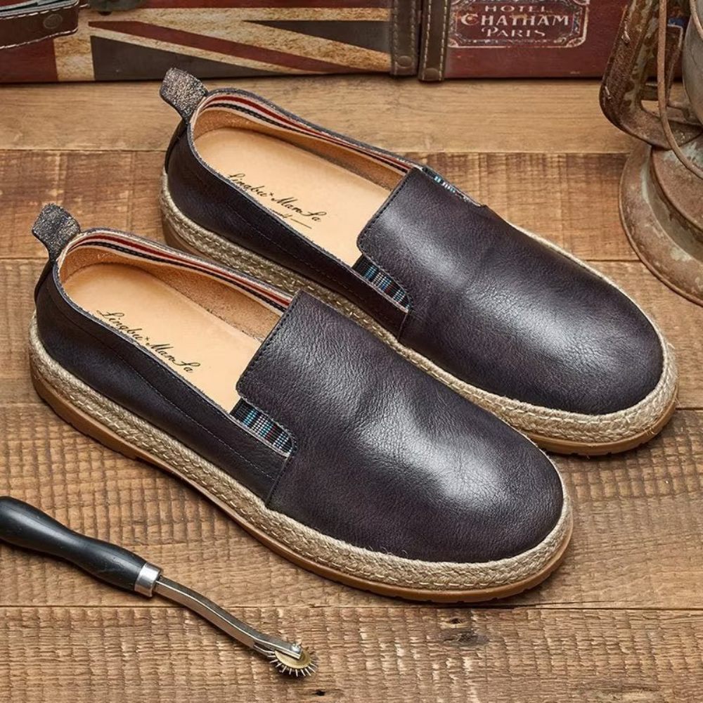 Mocassins Pour Hommes À Enfiler Cuir Vache - Noir