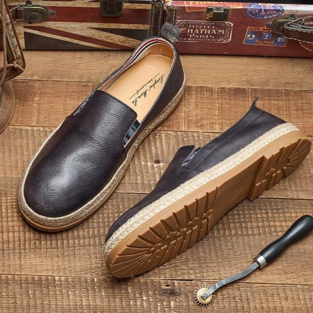 Mocassins Pour Hommes À Enfiler Cuir Vache - Noir