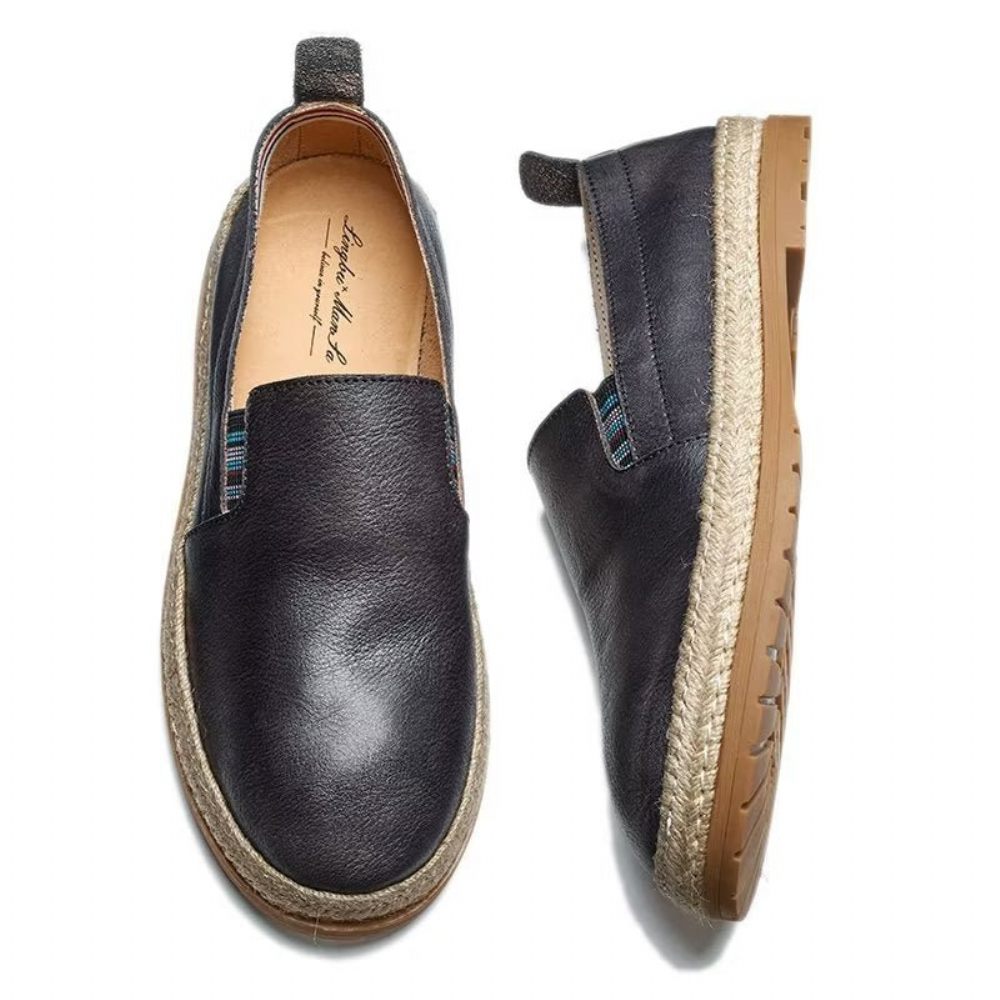 Mocassins Pour Hommes À Enfiler Cuir Vache - Noir