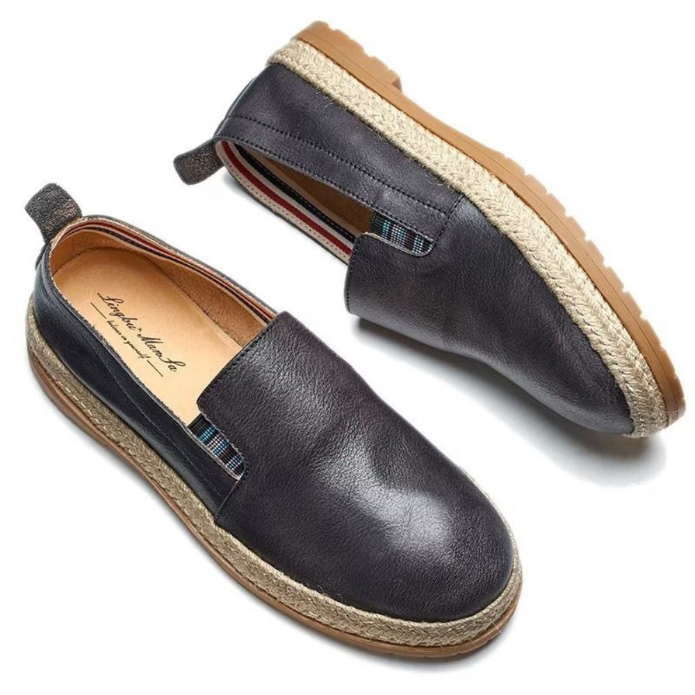 Mocassins Pour Hommes À Enfiler Cuir Vache - Noir