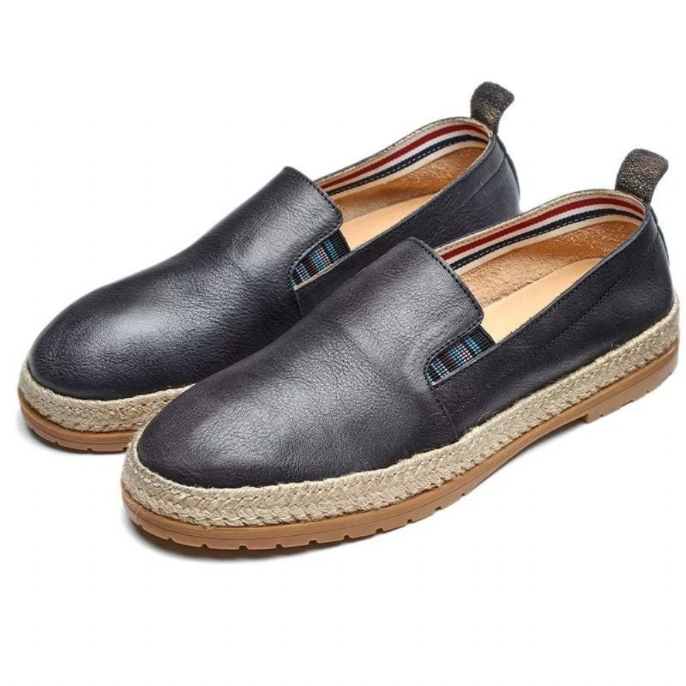 Mocassins Pour Hommes À Enfiler Cuir Vache - Noir