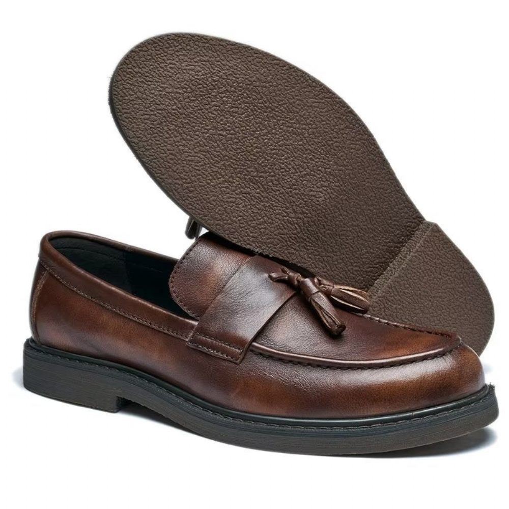 Mocassins Pour Hommes À Enfiler Cuir Vache - Café