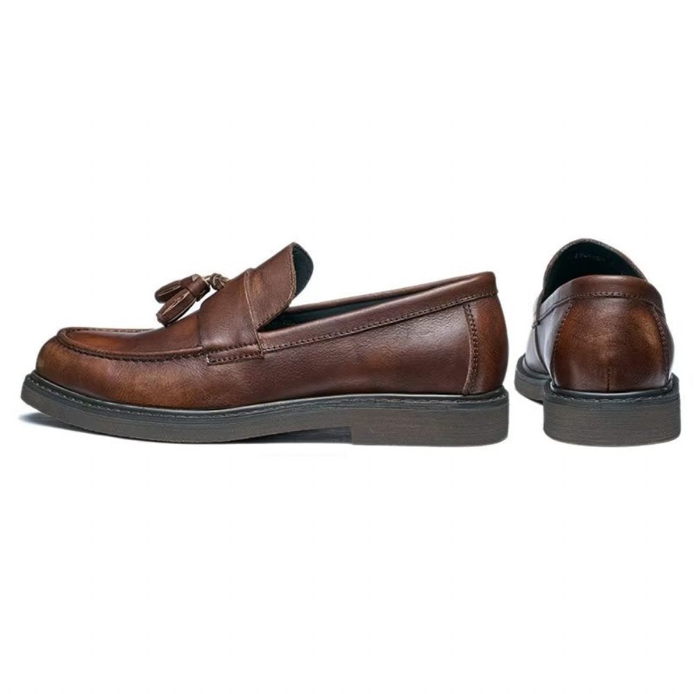 Mocassins Pour Hommes À Enfiler Cuir Vache - Café