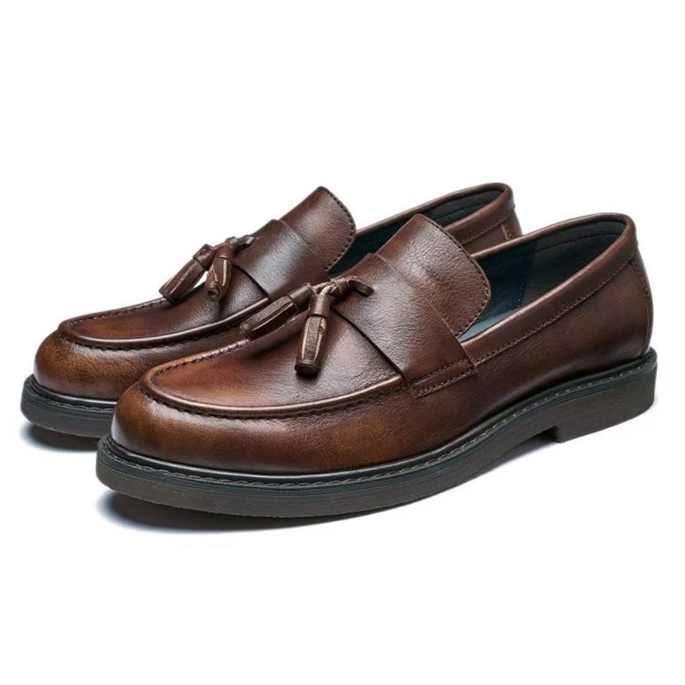 Mocassins Pour Hommes À Enfiler Cuir Vache - Café